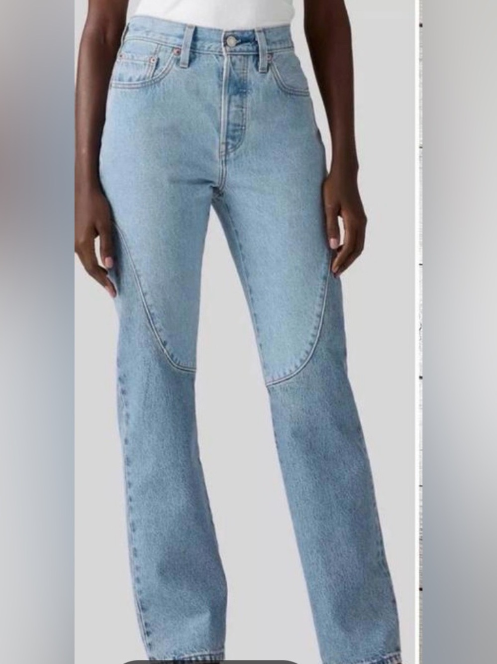 Levi's 501 Light Blue Orginal Chap High-Waist Flare Jeans with Curved Knee Seam